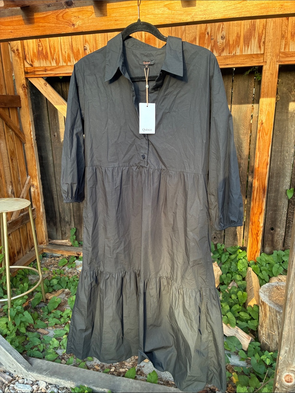 Quince Black Tiered 100% organic cotton Dress